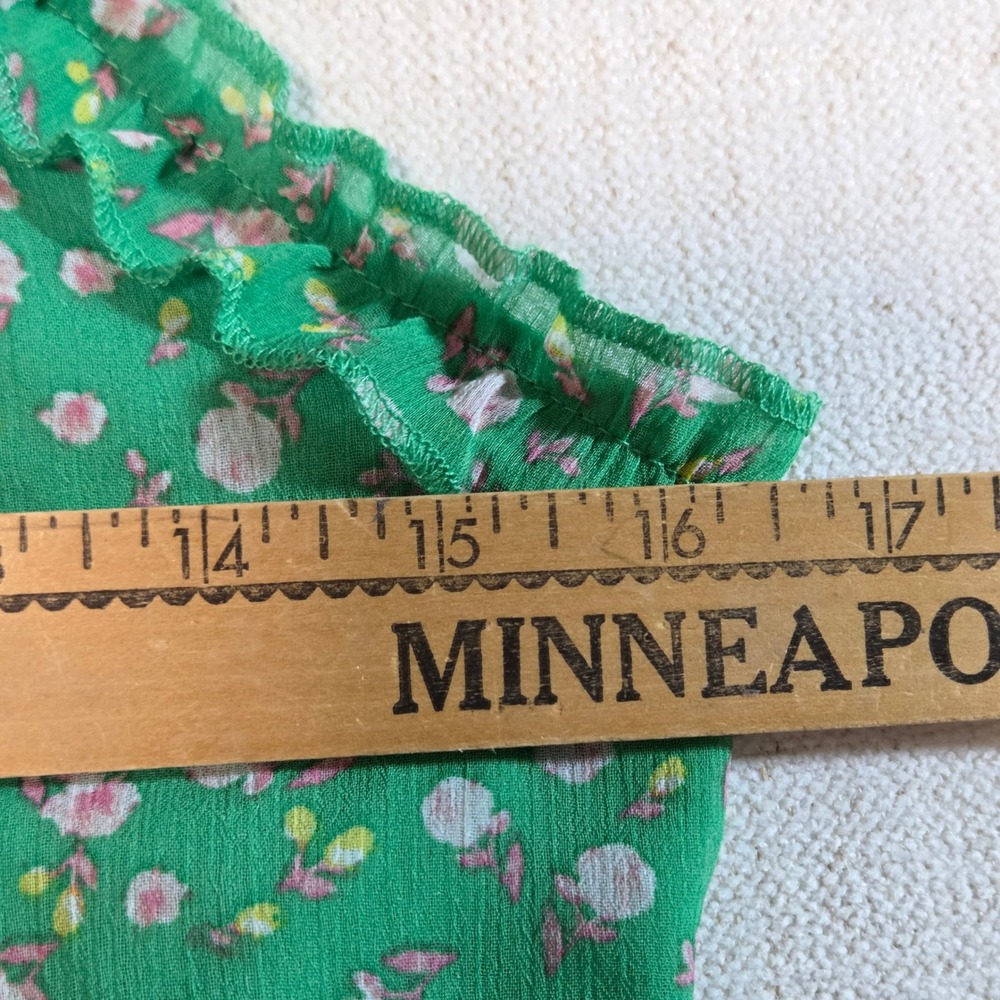 Cottagecore Green Floral Midi Dress Fairy Milkmaid Coquette Y2K Womens‎ Large - Picture 8 of 8